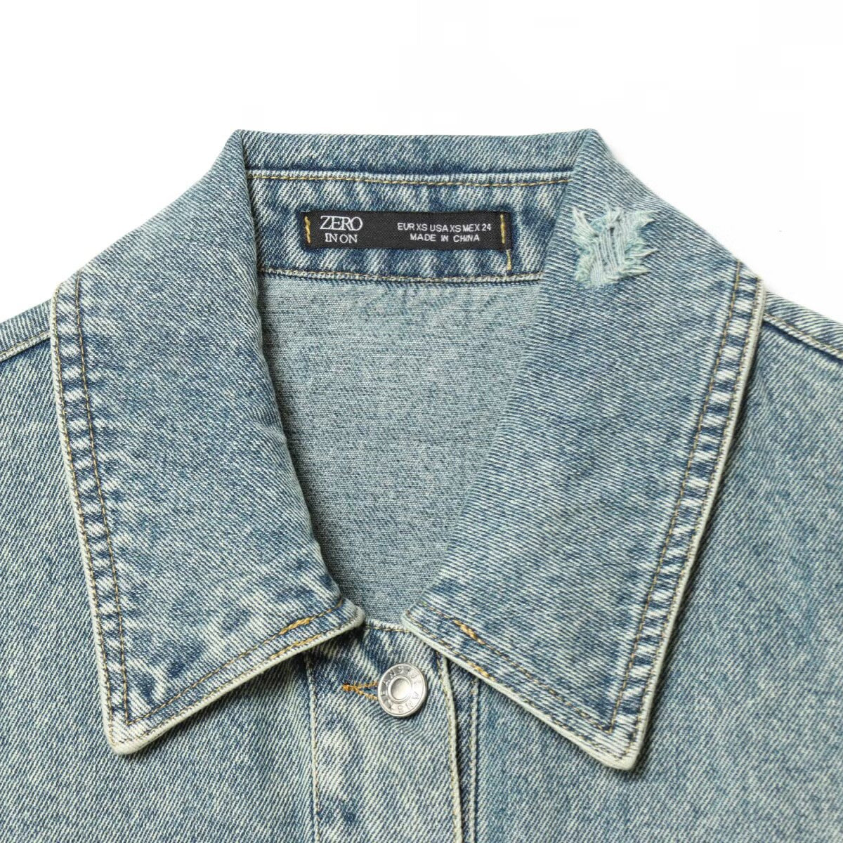 Authentic Pre-Loved Oversized Distressed Light Blue Denim Jacket