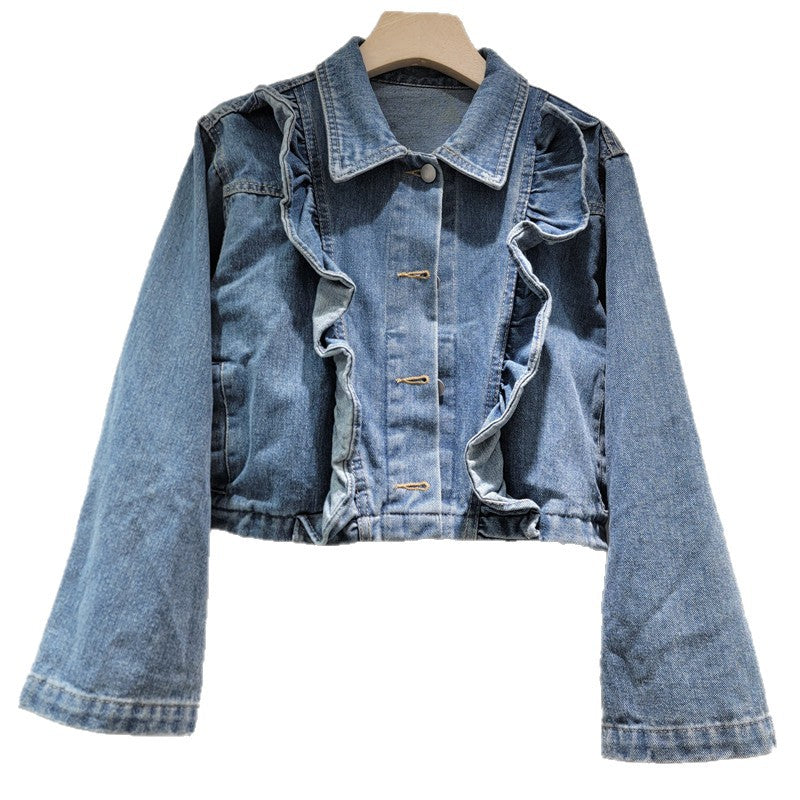 Authentic Pre-Loved Ruffled Blue Denim Jacket