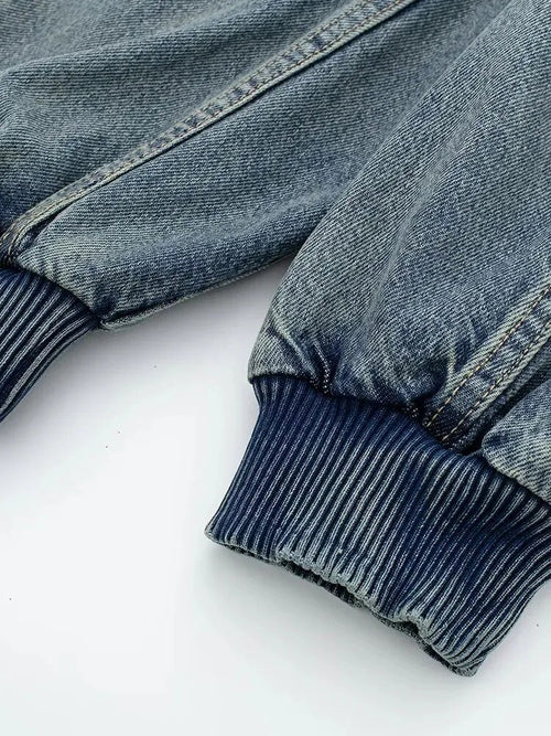 Authentic Pre-Loved Faded Denim Bomber Jacket