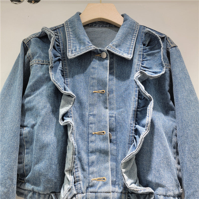 Authentic Pre-Loved Ruffled Blue Denim Jacket