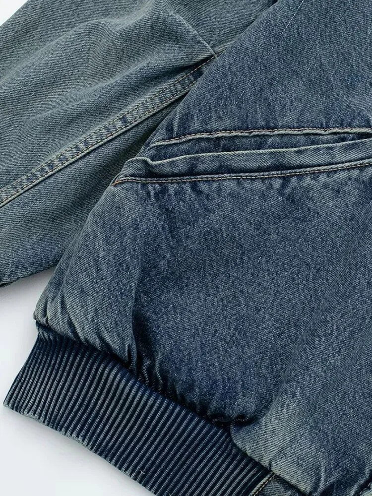 Authentic Pre-Loved Faded Denim Bomber Jacket