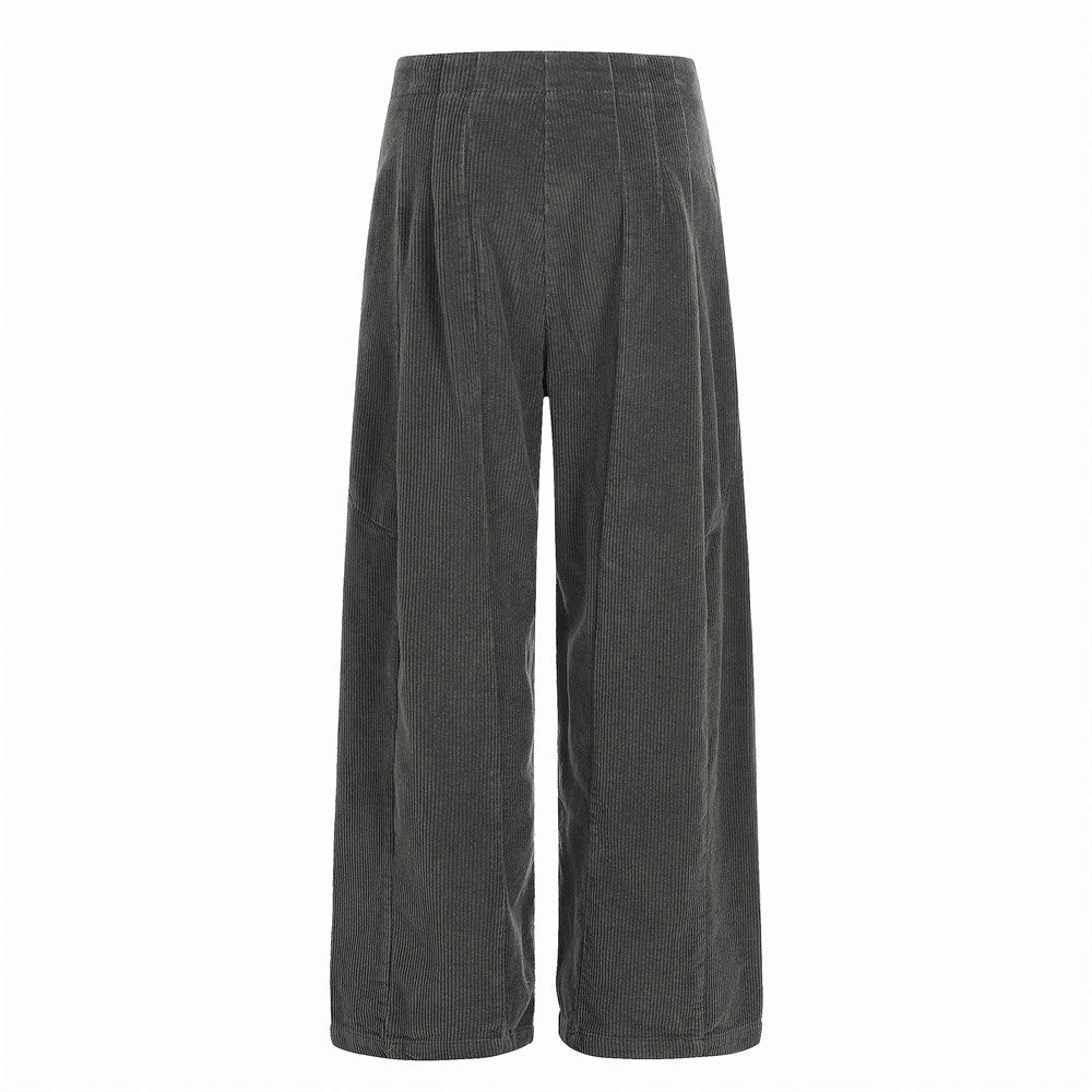 Authentic Pre-Loved Pleated Corduroy Wide Leg Pants Dark Grey
