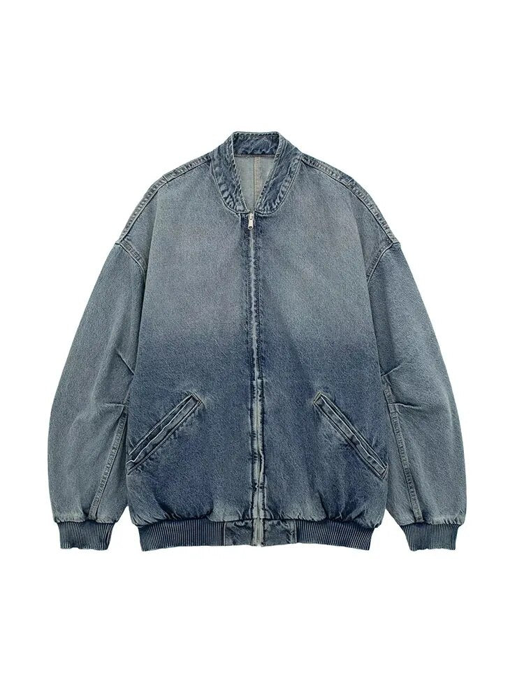 Authentic Pre-Loved Faded Denim Bomber Jacket