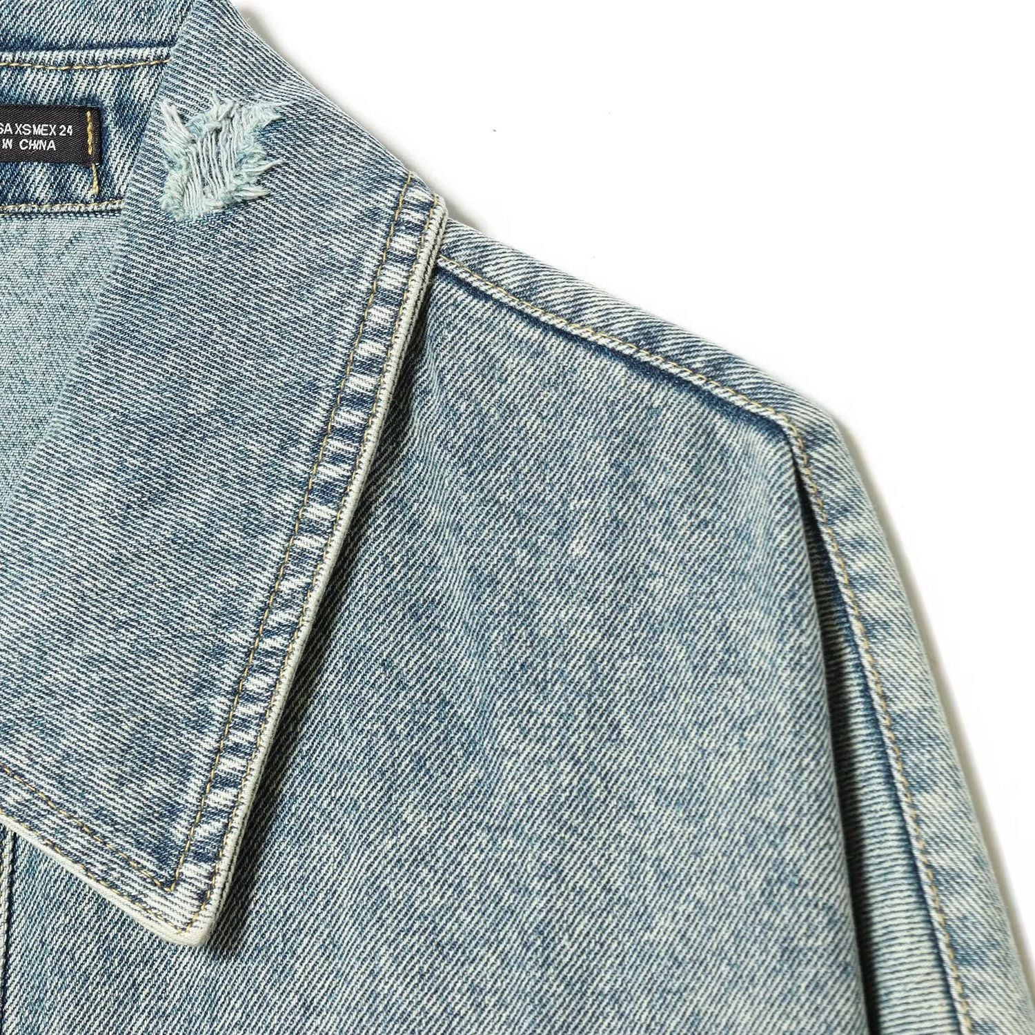 Authentic Pre-Loved Oversized Distressed Light Blue Denim Jacket