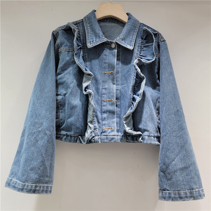 Authentic Pre-Loved Ruffled Blue Denim Jacket